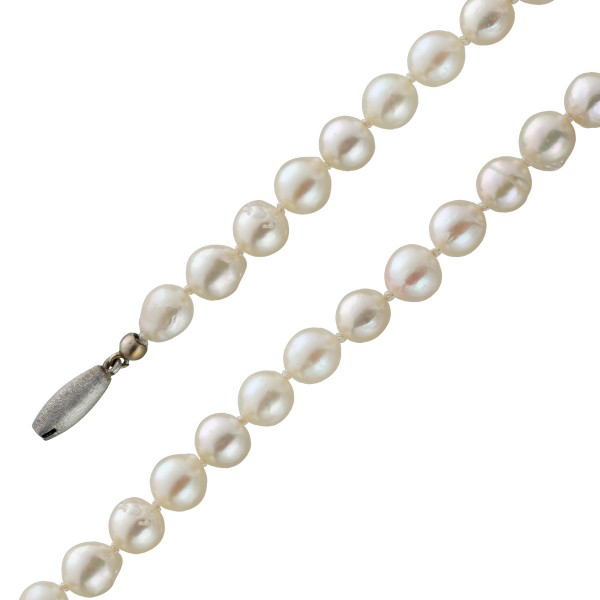 Barockförmige japanische Akoyazuchtperlenkette creme-rose Silber 925/- Perlenschmuck