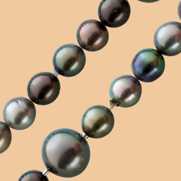 Perlen Halskette Collier Tahitiperle minimale Einschlüsse Steckmechanik Verschluss 10-12mm 45cm Damen
