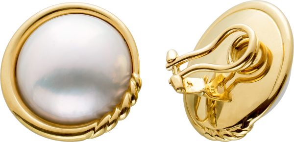 Perlenclips ohne Stecker Gelbgold 750  Mabe Perle mit Görg Zertifikat