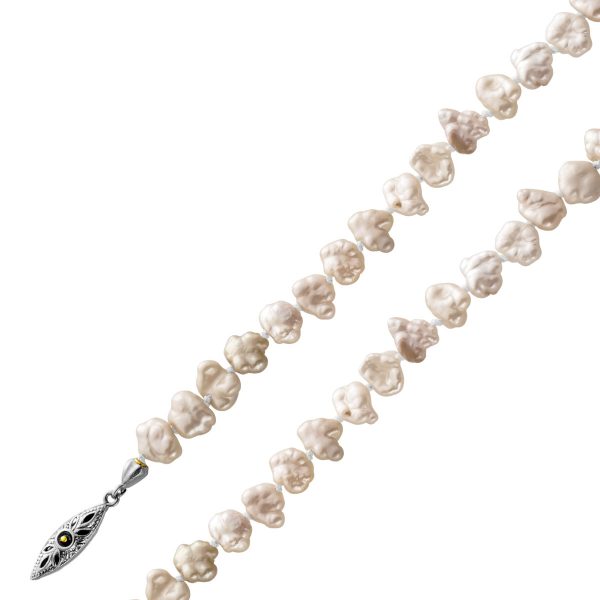 Jap. Biwaperlen Perlenkette, rose-creme-pink,Verschluss Gelbgold 585, 48cm