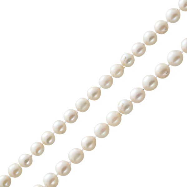 Perlenkette Japanische Akoyaperlen Endlos Geknüpft Kleine Einschlüsse weiss glänzendes Perlenlüster