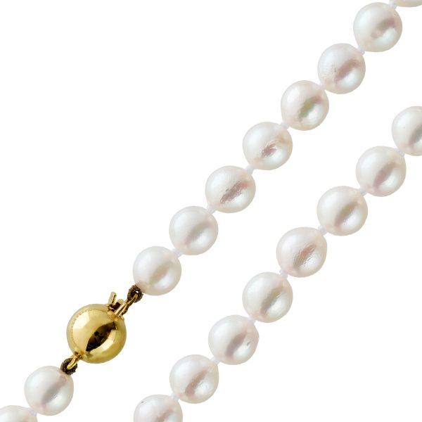 Japanaische Akoyaperlen Perlenkette feinste Perlen Qualität Gelbgold585 Schließe 45cm