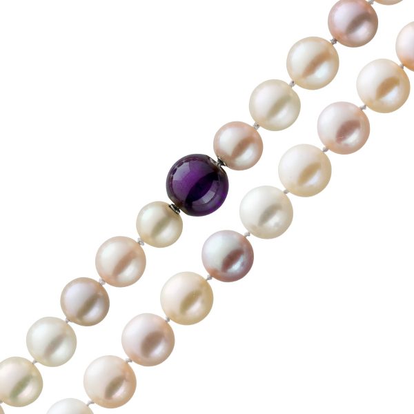 Süsswasserperlenkette riesige Perlen 10-10,5mm Amethyst Wechselschließe 45cm