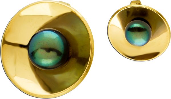 Akoyaperlen Anhänger Gelbgold 18 Karat 1 Anthrazitfarbene Perle 8,3mm