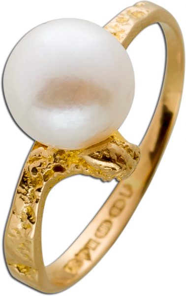 Ring Gelb Gold 585 Original Lapponia Ring 1 feine Akoyaperle Gr.17,2mm