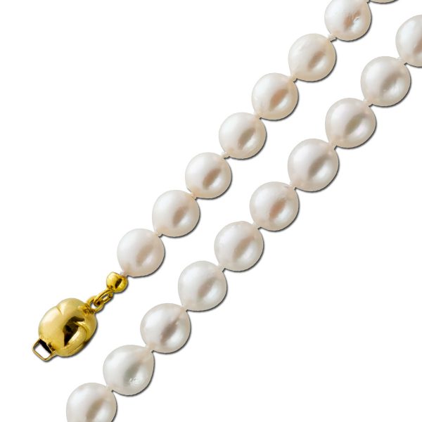Akoyaperlenkette feinste Akoyaperlen aus Japan in AAA Perlenqualität Silberschließe 925/- vergoldet Unikat