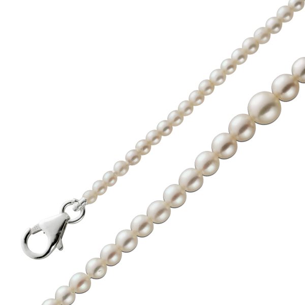 Kette Japanische Akoya Perle ganz rund AAA Perlenqualität 2,2-5,5mm groß feinstes Perlen Lustre Silber 925 Karabiner 40cm