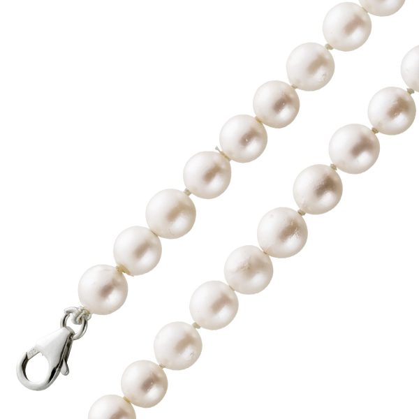 Perlenhalskette Perlen Choker Japanische Akoyaperlen feines Rose-Creme glänzendes Perlenlustre Silber 925 Karabiner Länge 43,5cm Gewicht 26,9g