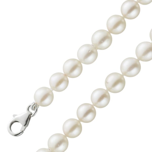 Perlenkette mit japanischen Akoyaperlen ganz rund feinste Perlen feines Lustre keine Einschlüsse Silber Karabiner 925 53cm
