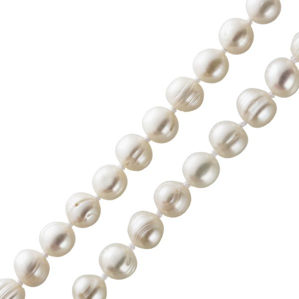 Perlenkette echte Süßwasserperlen 160cm endlos geknüpft  glänzendes leicht rosefarbenes Perlenlüstre 111,2 Gramm Unikat