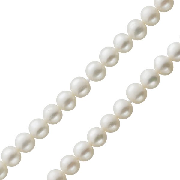 Süßwasserperlenkette ganz runden feinsten Chinesischen Süßwasser Perlen Top Lustre Rose Weiß Perlenglanz endlos geknüpft 92cm Unikat