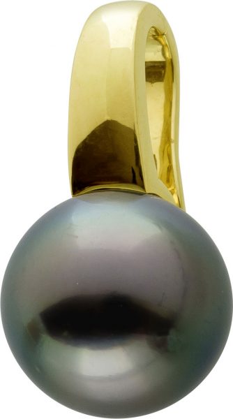 Tahitiperlen Anhänger Gelbgold 585 Top AAA Perlen Qualität Durchmesser 9,92mm ganz rund Clip Einhänge Schließe Gold 14Karat Einzelstück