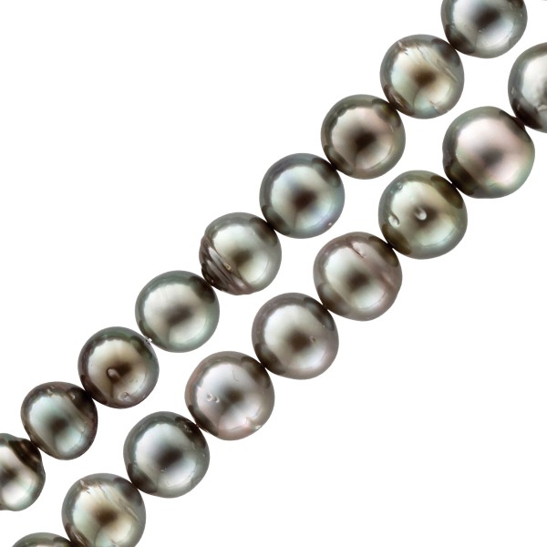 Tahitizuchtperlen schwarze Perlenkette anthrazitfarbene grosse echte