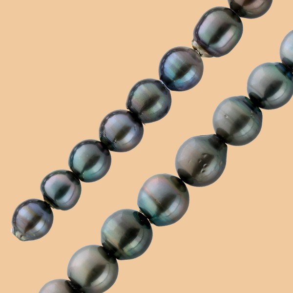 Tahitizuchtperlenkette schwarz grau 13-10mm Tahitiperlen 43,5cm länge