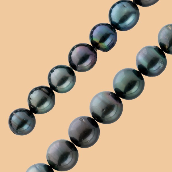Tahitiperlenkette schwarz-anthrazit, 14,8-12mm, im Verlauf, zwischen 44-45cm