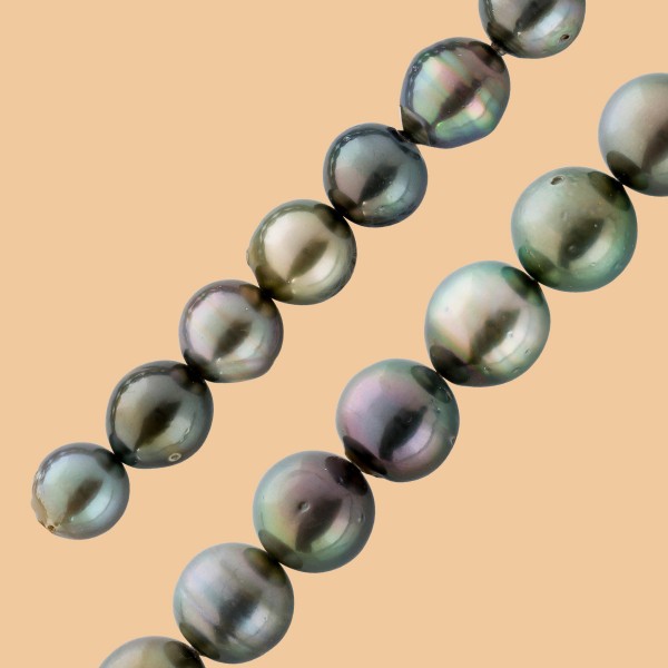 Tahitiperlenkette Anthrazit grosse schwarze Perlen 12,4-9,2mm länge45cm