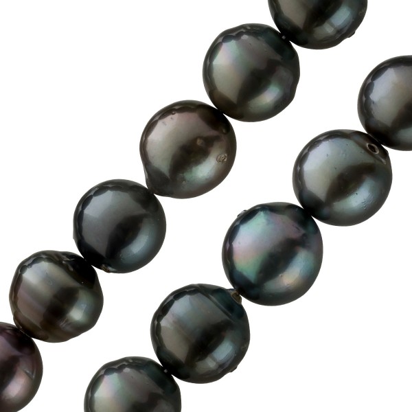 Tahitiperlenkette Tahitiperlen grosse schwarze Perlen 12,3-14,9mm