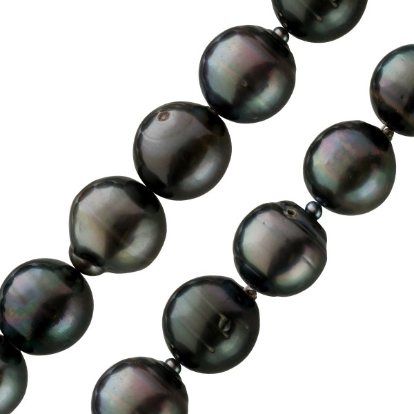 Perlenkette Tahitiperlenkette Tahitiperlen grosse schwarze Perlen 12-14,9mm