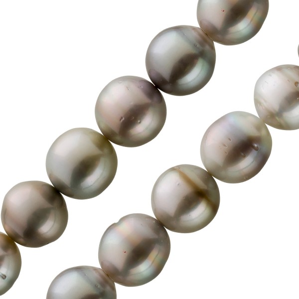 Perlenkette Tahitiperlen grosse Silber Grau Perlen Perlenschmuck Kette 12,7-15mm