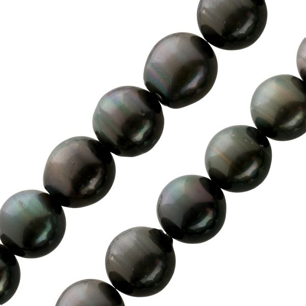 Perlenkette Tahitiperlen grosse schwarze Perlen Perlenschmuck 12-14,9mm