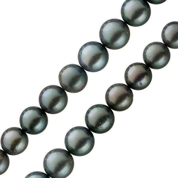 Perlenkette Tahitiperlen grosse schwarze Anthrazit Perlen Perlenschmuck 8-10,9mm