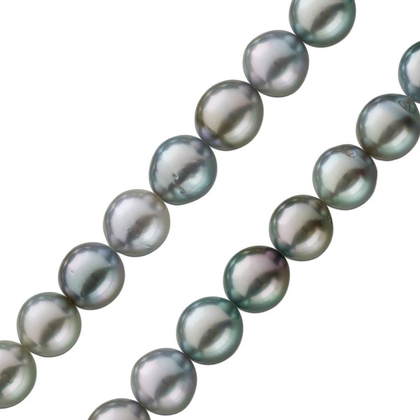 Perlenkette Tahitiperlen grosse schwarze anthrazit silber Perlen Perlenschmuck 8,2-9,9mm
