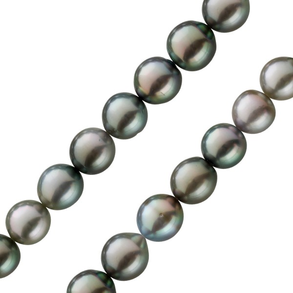 Perlenkette Perlenschmuck Tahitiperlen grosse schwarze anthrazit silber Perlen 8,1-10,7mm