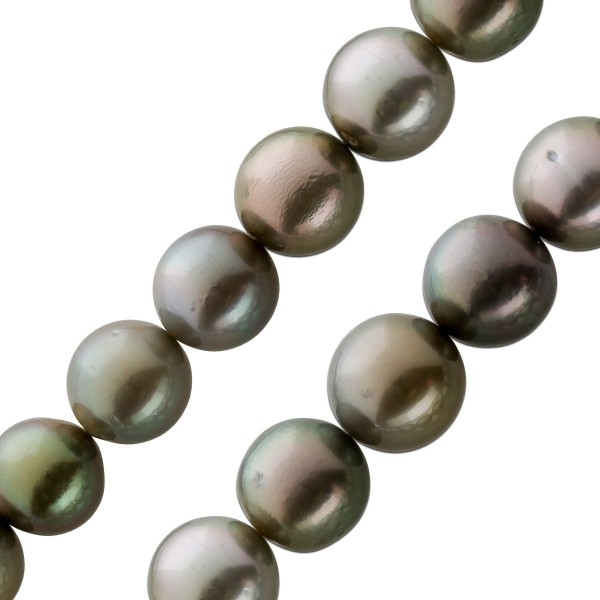 Perlenkette Perlenschmuck Tahitiperlen grosse schwarze anthrazit Perlen Kette 12-14,5mm