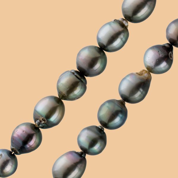 Tahitiperlen Halskette Barock Perlen Silber 925 Karabiner natürliche Einschlüsse schwarz-antrazitfarben schönes Lustre