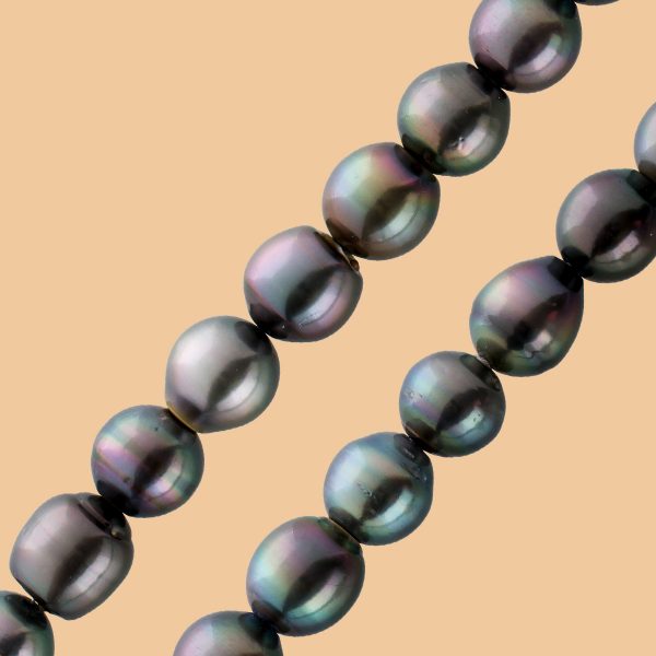 Perlen Halskette Collier Silber 925 Karabiner Tahitiperlen im Verlauf kaum natürliche Einschlüsse schwarz antrazitfarben