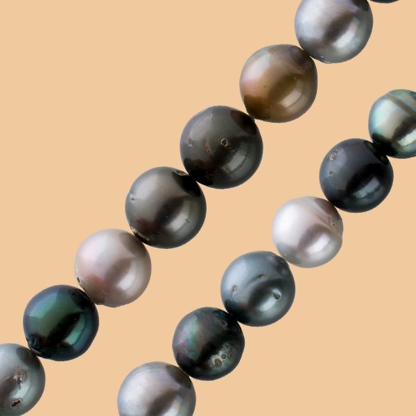 Unrunde Tahitiperlenkette Perlen Collier Silber 925 Verschluss mehrfarbig natürliche Einschlüssen