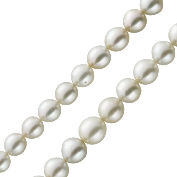 Südsee Perlenkette weiss-gold im Verlauf 9-11mm, Top Lustre, fast ganz rund, wenige nat. Einschlüsse, Silber 925 Karabiner, 43cm