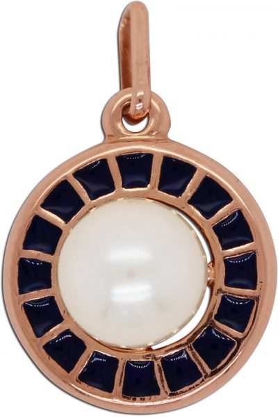 Antiker Perlen Emaille Anhänger Rosegold 14 Karat 585 Japanische Akoyaperle Top AAA 1940 Vintage