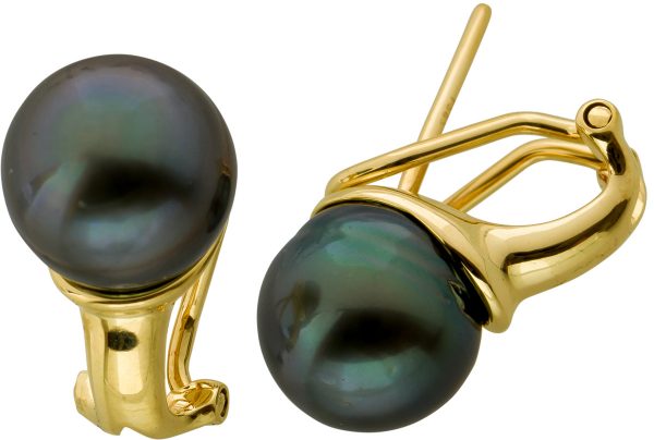 Perlen Ohrstecker Ohrringe Gelbgold 585 14 Karat 2 Top echte Tahiti Perlen Perlenschmuck