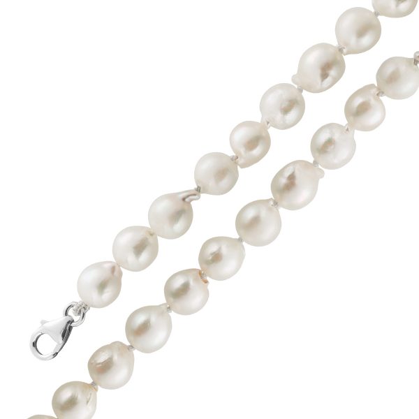 Japanische Akoyaperlenkette Barocke Form Weiß rose Perlenlustre Silber 925 Karabiner Perlenschmuck