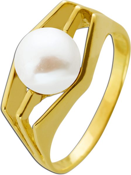 Antiker Perlenring von 1950 Gelbgold 585 Japanische Akoya je Perle 7,9mm Top feine AAA Perlen Qualität Größe 18,2mm Unikat