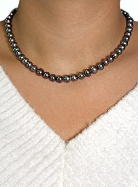 Perlenkette feinste Süßwasserperlen Top AAA mehrfarbiges Perlen Lustre in so genannte Kartoffelform, Länge 42cm Unikat