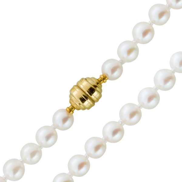 Perlenkette 90cm Japanische Akoyaperlen 5mm Magnetschließe