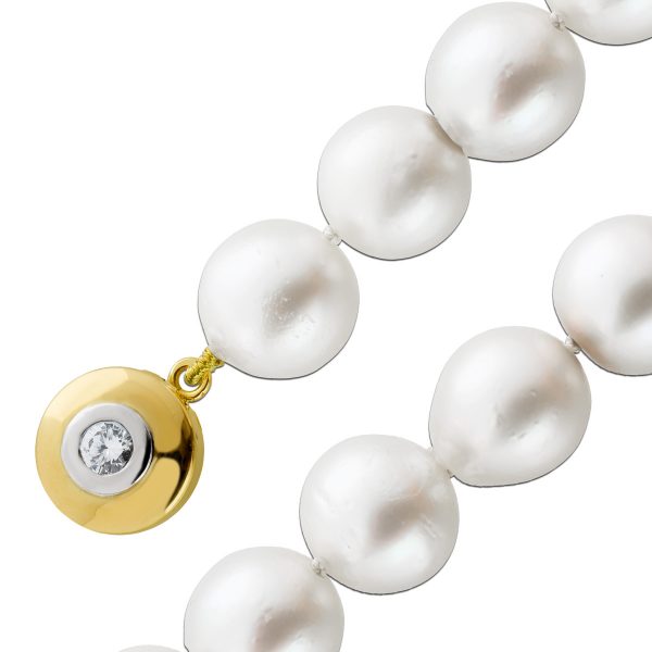 Südsee Perlenkette 45cm 15mm Perlen 1 Brillant