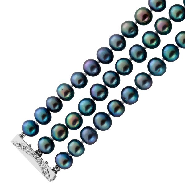 Perlenkette 53cm Japanisches Akoyaperlen 7mm 3-reihig