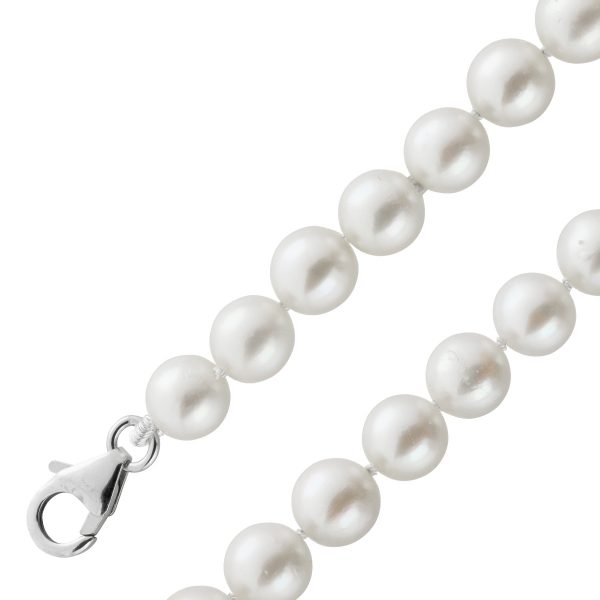 Perlenkette Japanische Akoyaperlen 6,8mm weißes Lustre Silber 925