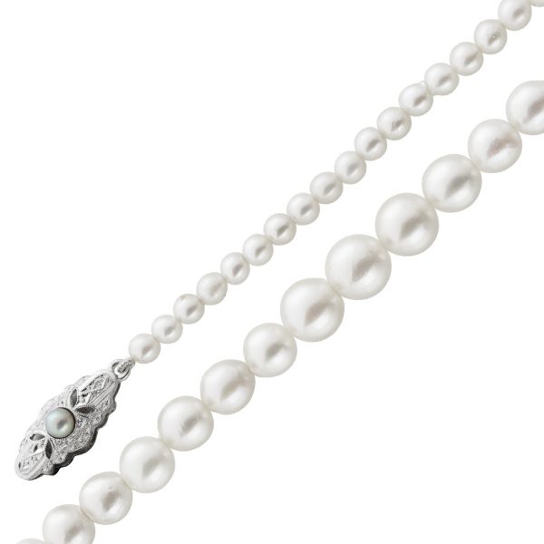 Japanische Akoya Perlenkette Silber 800 Schließe