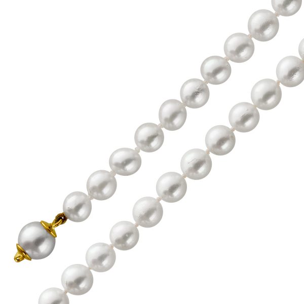 Perlenkette Gelbgold 750 Japanische Akoyaperlen 6,2-6,5mm makellos Top