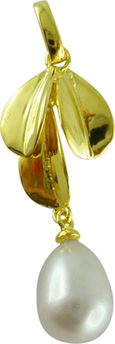 Anhänger in Silber Sterlingsilber 925/- vergoldet mit einer Süsswasserzuchtperle