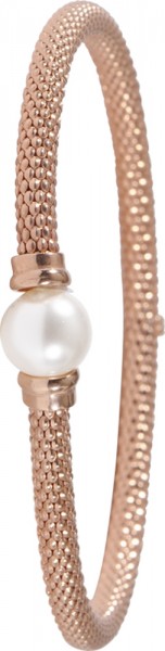 Flexibles dehnbares Stretch Armband in Silber Sterlingsilber 925/- rosévergoldet synth. Perle  ca. 19cm