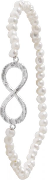 Silberarmband Perlen Armband Süßwasserzuchtperlen Silber 925 Unendlichkeitszeichen 18cm dehnbar