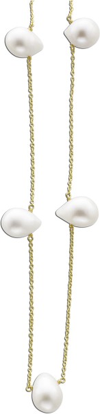 Perlenkette – Perlencollier Silber Sterlingsilber gelbvergoldet Süßwasserzuchtperlen 90cm