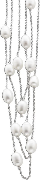 Perlenkette – Perlencollier Silber Sterlingsilber rhodiniert Süßwasserzuchtperlen 3-reihig 50+5cm
