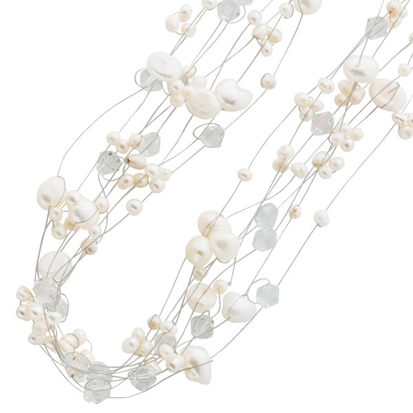 Perlenkette – Perlencollier, Perlenarmband Kristalle Nylonkette