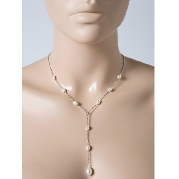 Perlenkette – Perlencollier Y-Kette Sterling Silber 925 Süsswasserzuchtperlen Erbskette